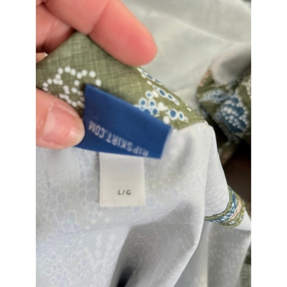 Rip Skirt Green Blue Print A-Line Casual wrap Skirt Size L - Picture 7 of 8